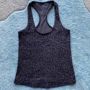 LULULEMON Black Floral Tank Top